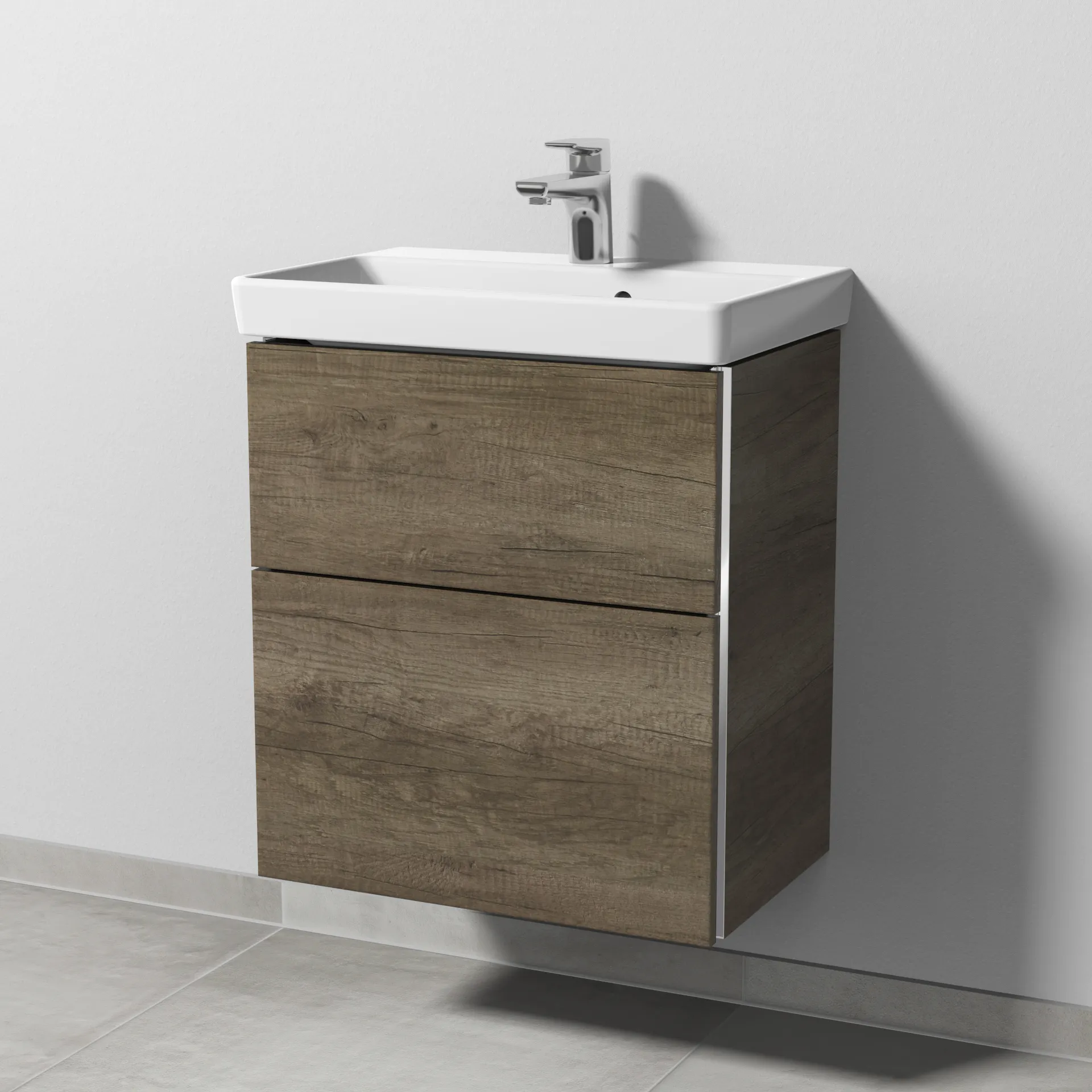 Sanipa Waschtischunterschrank „3way“ passend zu Keramik-Waschtische Avento von Villeroy & Boch 525 × 580 × 352 mm in Eiche Nebraska