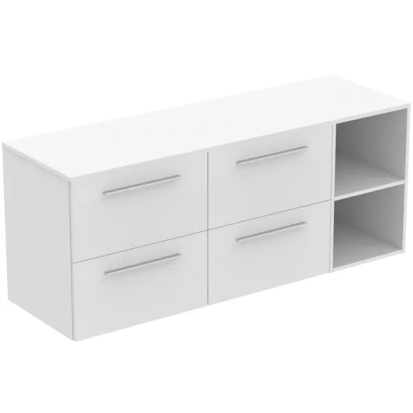 Möbel-Set 160cm i.life B 4 Auszüge 2 offene Fächer Griff Chrom Weiß matt