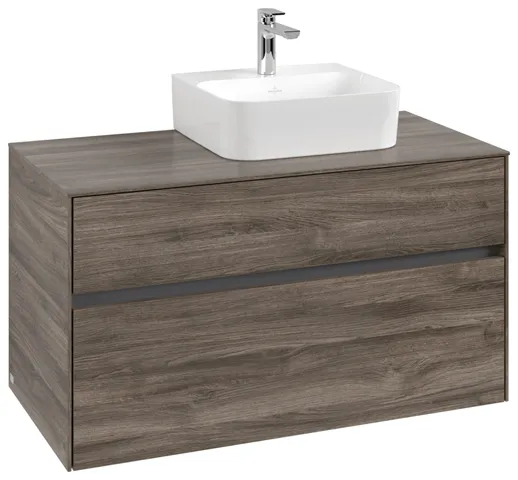 Villeroy & Boch Waschtischunterschrank „Collaro“ 1000 × 548 × 500 mm Stone Oak, ohne Beleuchtung, für Becken rechts