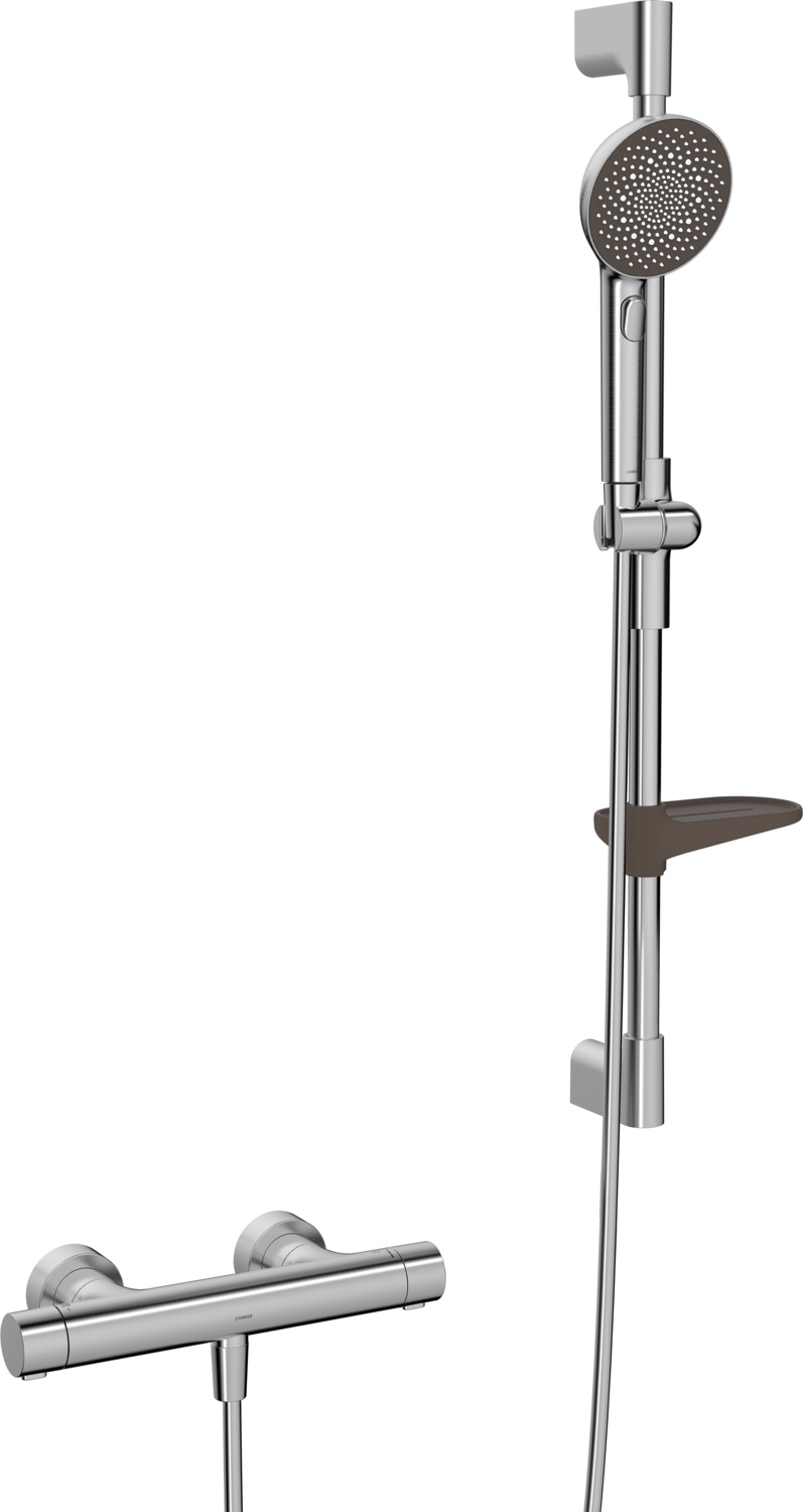 Brausebatterie mit Brausegarnitur PRISMA 4813 3-strahlig Chrom, 770 mm