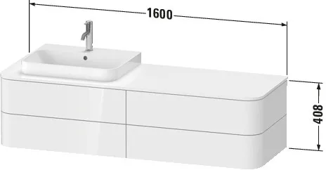 Duravit Waschtischunterschrank wandhängend „Happy D.2 Plus“ 160 × 40,8 × 55 cm Mediterrane Eiche, rechts Duravit Waschtischunterschrank wandhängend „Happy D.2 Plus“ 160 × 40,8 × 55 cm Mediterrane Eiche, rechts
