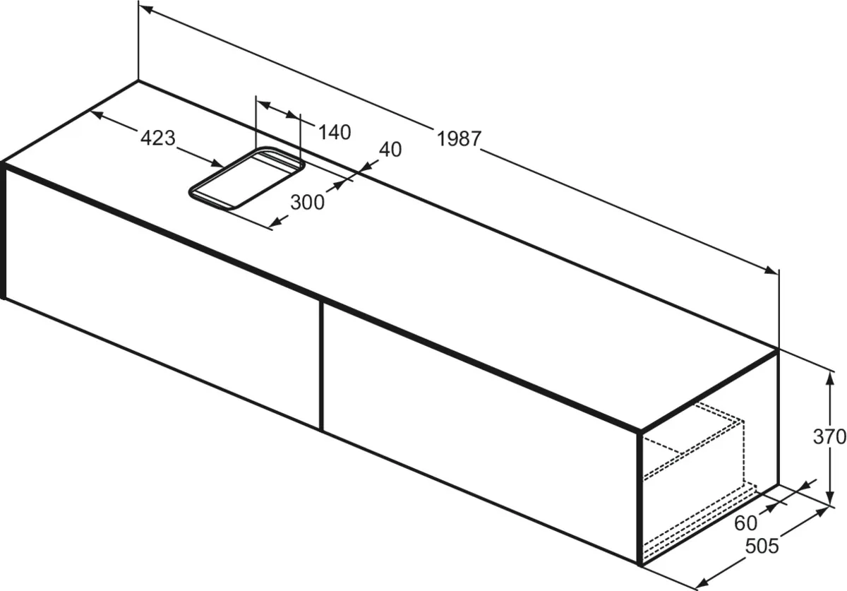 Ideal Standard Waschtischunterschrank „Conca“ 198,7 × 37 × 50,5 cm Weiß matt lackiert Ideal Standard Waschtischunterschrank „Conca“ 198,7 × 37 × 50,5 cm Weiß matt lackiert