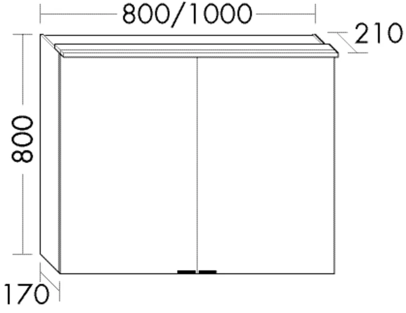 Spiegelschrank SPMV080 von burgbad - rc40System, 170x800x800 mm, Melamin, beidseitig verspiegelt mit LED-Aufsatzleuchte