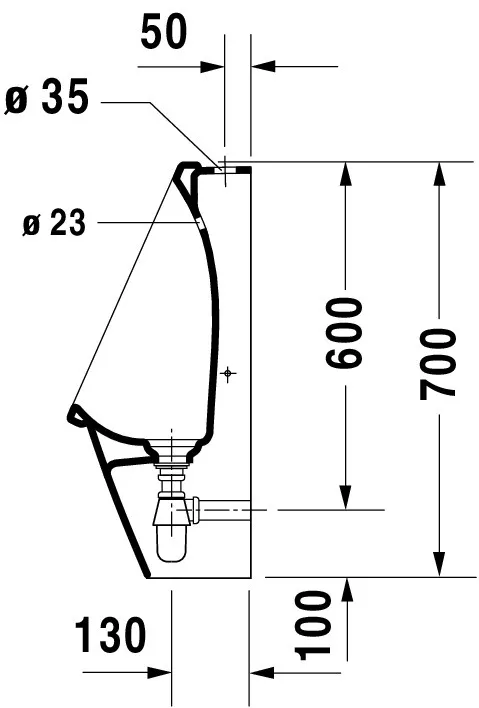 Urinal Starck 3, Zulauf von oben rimless, ohne Fliege, weiß