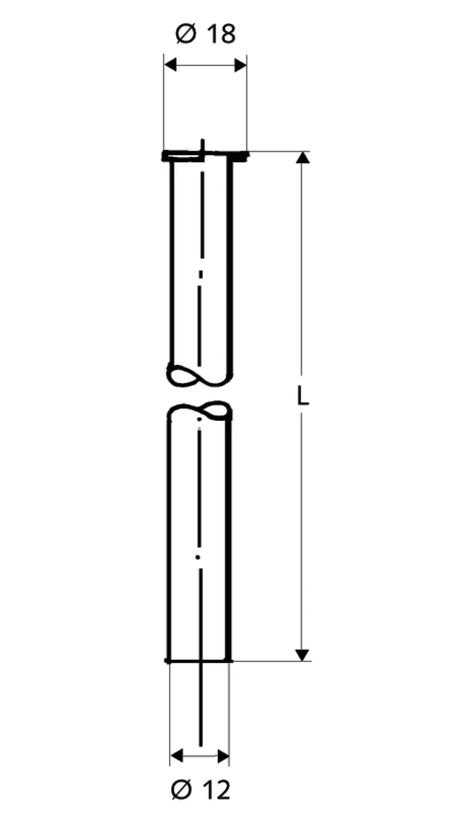 Kupferrohr Ø 12 mm, Einerseits mit Bördel Ø 18 mm für G 1/2 Überwurfmutter, andererseits glatt, 1000 mm, chrom