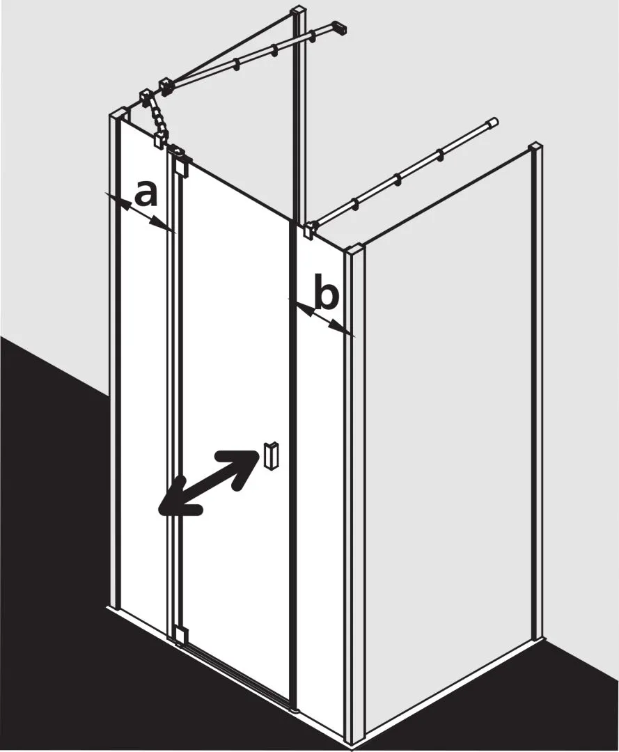 Kermi Duschtür Pendeltür 1-flügelig links mit Festfeldern für Nische und Ecke „RAYA“ Glas Klar, Profile Silber Hochglanz, BV: 968 - 1008 mm GAK: 955 - 985 mm WE: 968 - 1008 mm H: 2000 mm Kermi Duschtür Pendeltür 1-flügelig links mit Festfeldern für Nische und Ecke „RAYA“ Glas Klar, Profile Silber Hochglanz, BV: 968 - 1008 mm GAK: 955 - 985 mm WE: 968 - 1008 mm H: 2000 mm