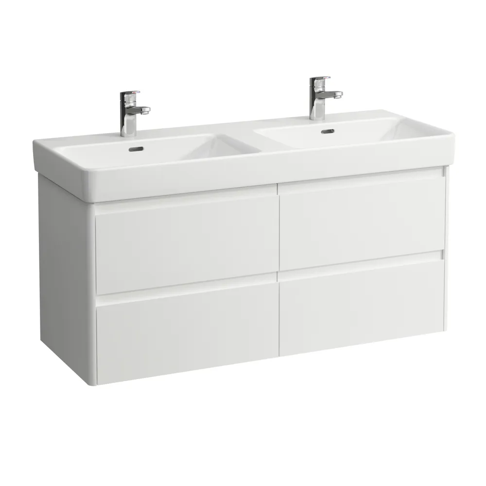 Waschtischunterbau BASE 2.0 für PRO S 446x1168x515 4 Schubladen mit Griffmulde für Waschtisch H814966 weiß matt