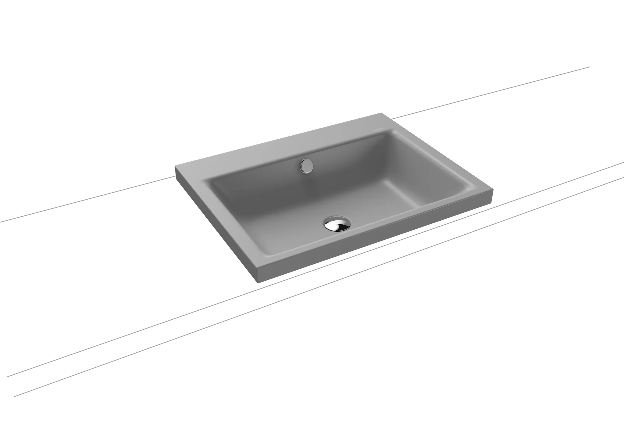 Aufsatzwaschtisch „Puro“ 60 × 46 cm, mit Überlauf, mit Hahnlochbohrung in cool grey 30 mit Perl-Effekt