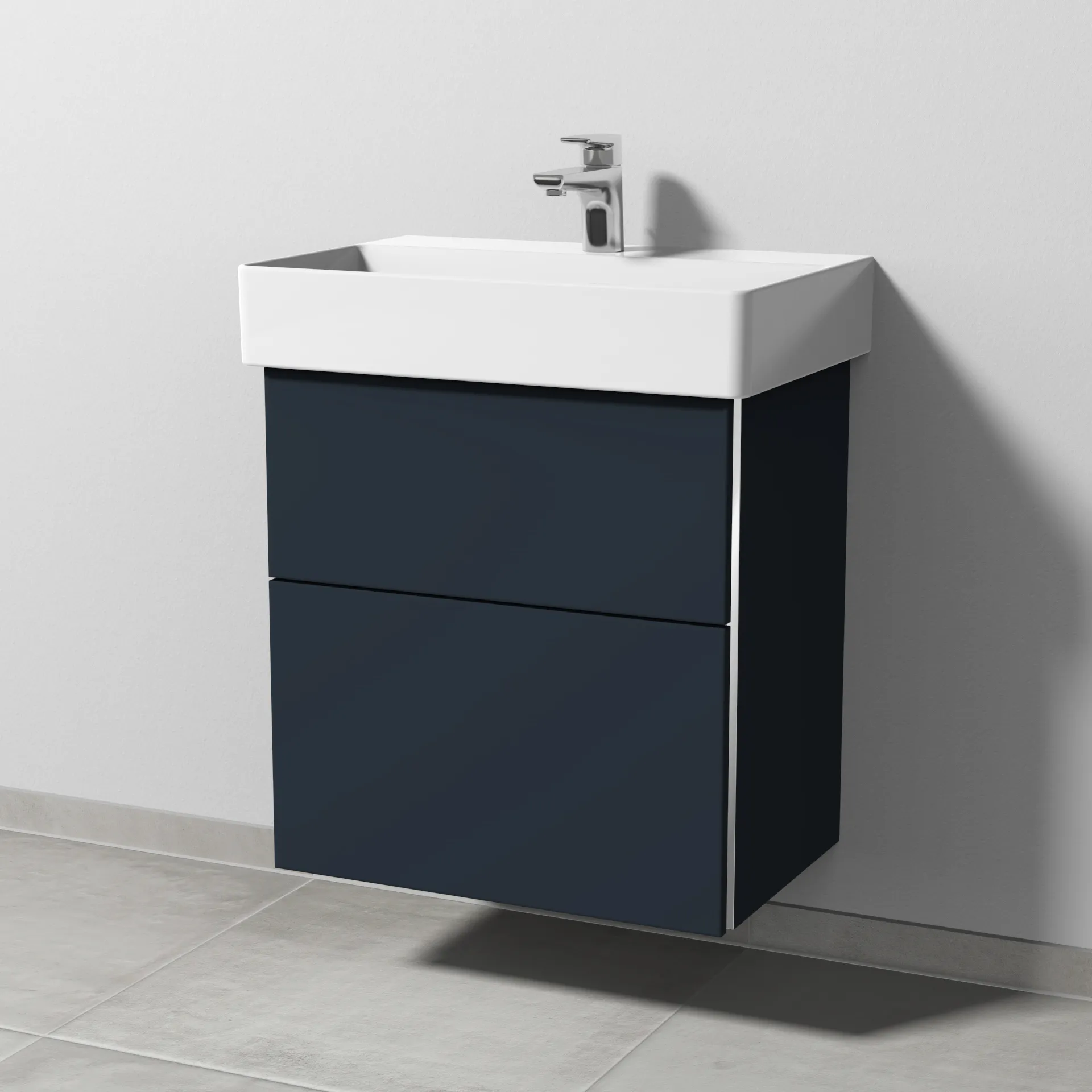 Sanipa Waschtischunterschrank „3way“ passend zu Keramik-Waschtische Dura Square von Duravit 550 × 588 × 377 mm in Marine (matt)