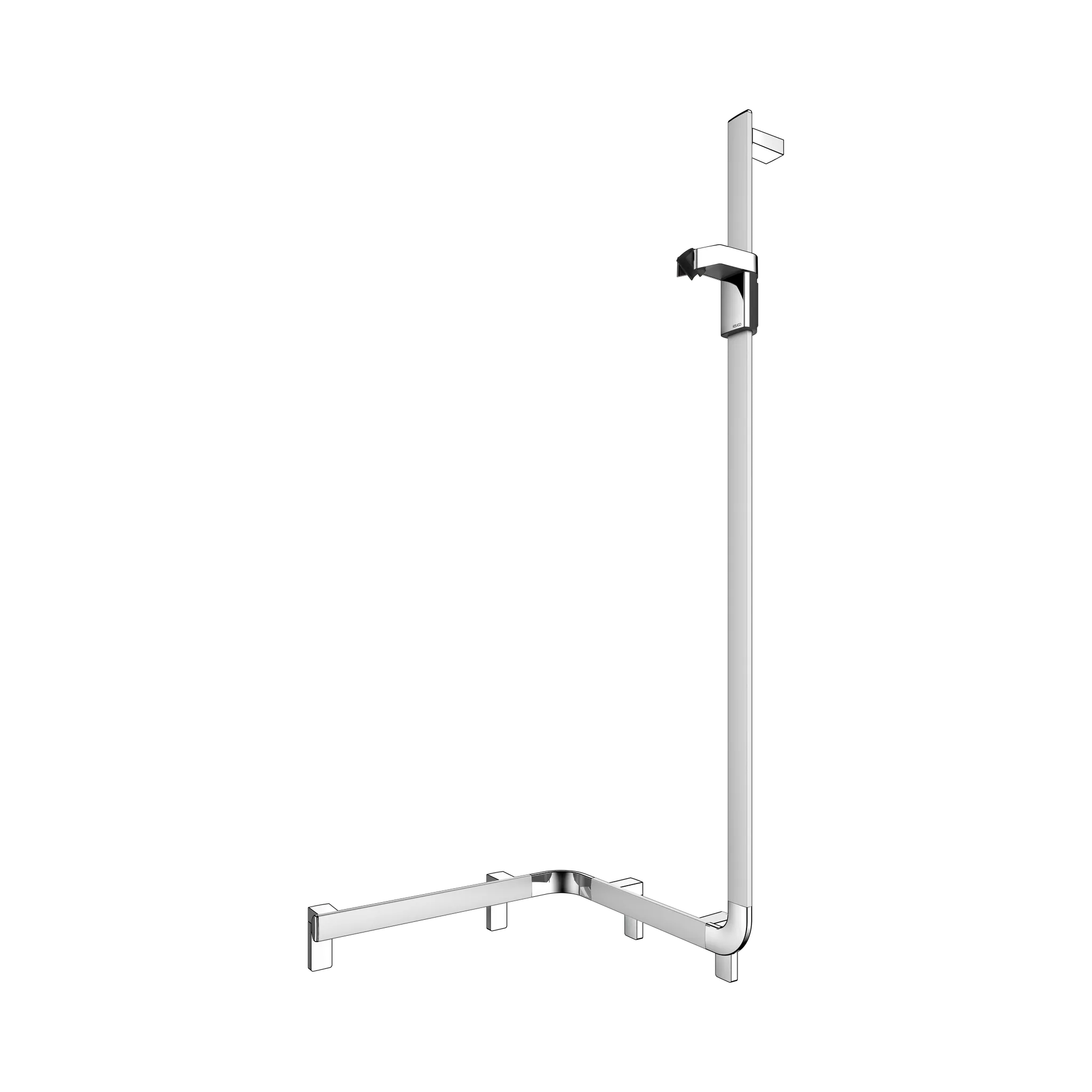 KEUCO Duschhandlauf mit Brausestange „Axess“ 600 × 600 × 1300 mm Ausführung rechts, in Silber (eloxiert)