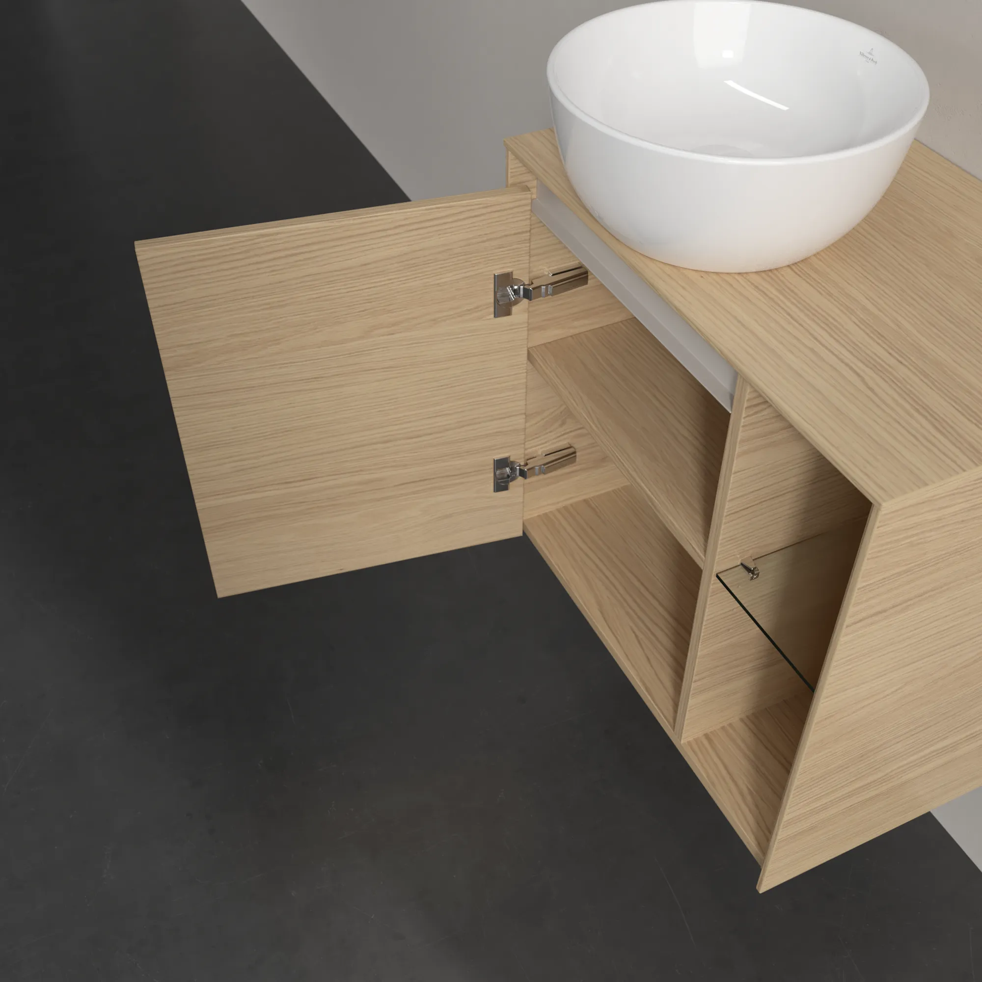 Villeroy & Boch Waschtischunterschrank „Collaro“ 600 × 548 × 380 mm Nordic Oak, für Becken links, Anschlag links, ohne Beleuchtung Villeroy & Boch Waschtischunterschrank „Collaro“ 600 × 548 × 380 mm Nordic Oak, für Becken links, Anschlag links, ohne Beleuchtung