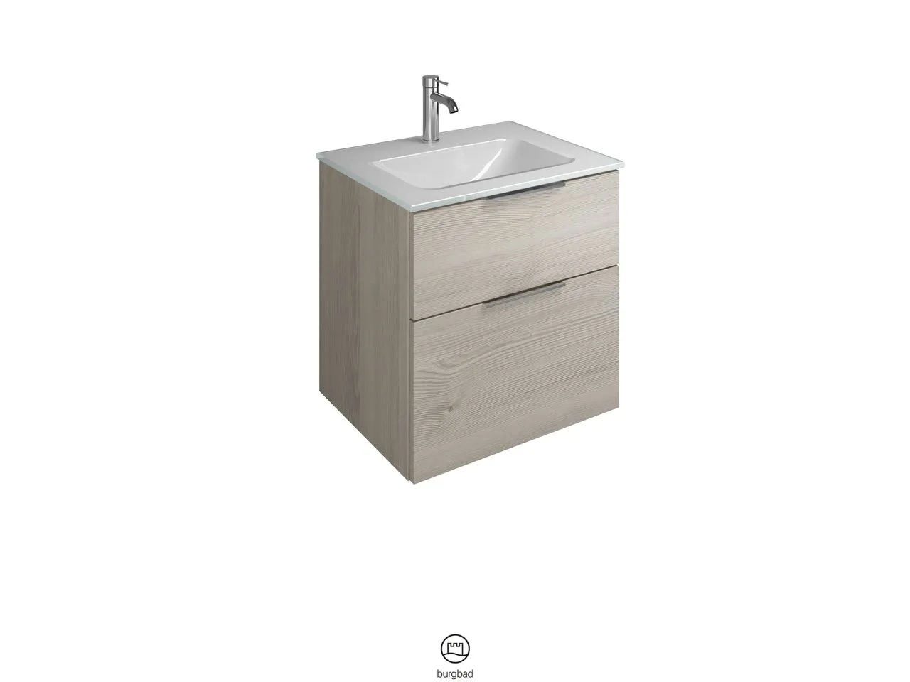 burgbad Badmöbelset Glas-Waschtisch inkl. Waschtischunterschrank „Eqio“ 62 × 61,5 × 49 cm Stangengriff, Chrom (140 / 397 mm), in Eiche Dekor Urban burgbad Badmöbelset Glas-Waschtisch inkl. Waschtischunterschrank „Eqio“ 62 × 61,5 × 49 cm Stangengriff, Chrom (140 / 397 mm), in Eiche Dekor Urban