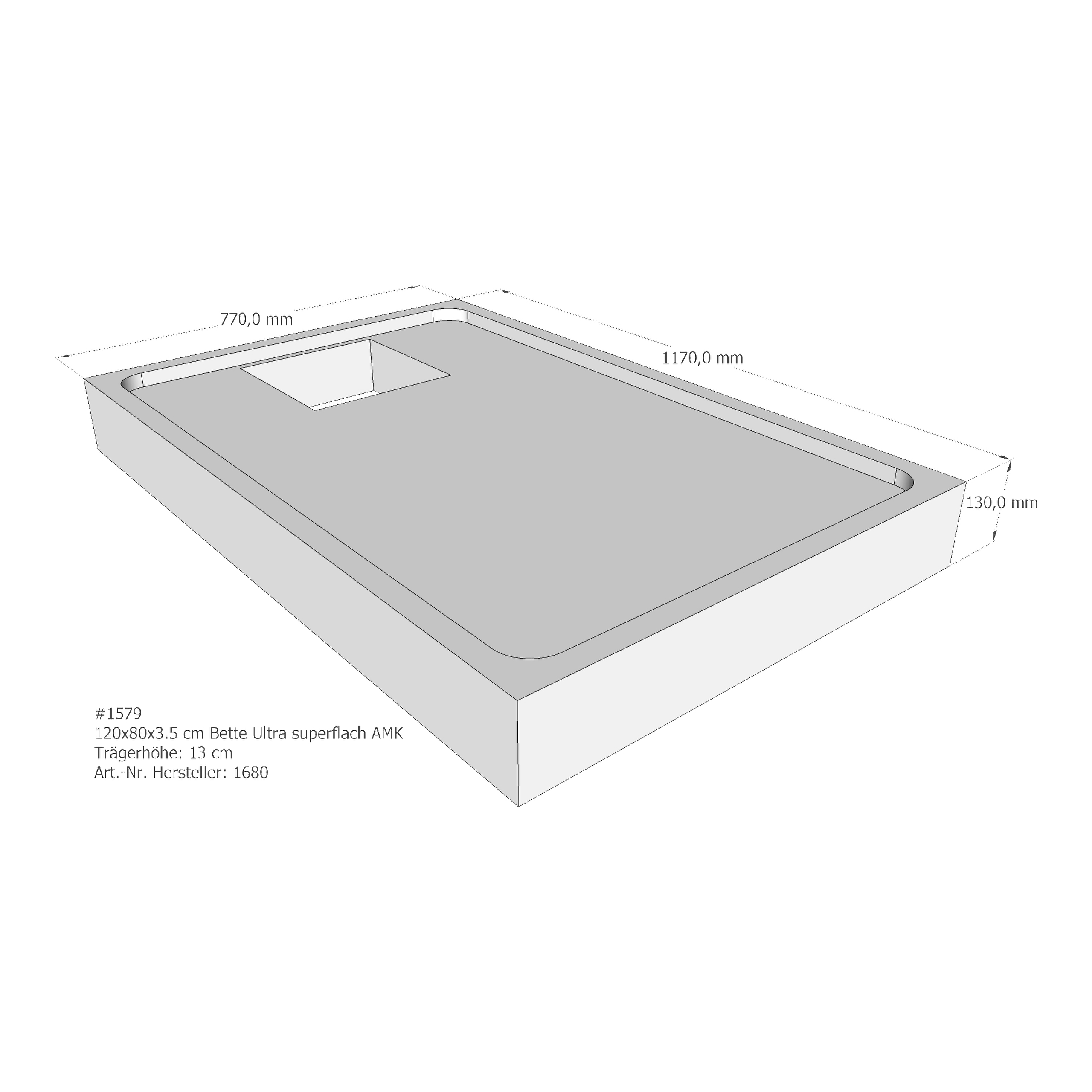 Duschwannenträger für Bette Ultra (superflach) 120 × 80 × 3,5 cm