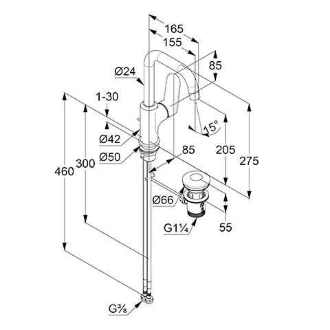 Kludi-X1 Waschtisch-Einhandmischer Kludi-X1 mattschwarz DN 15 Kludi-X1 Waschtisch-Einhandmischer Kludi-X1 mattschwarz DN 15
