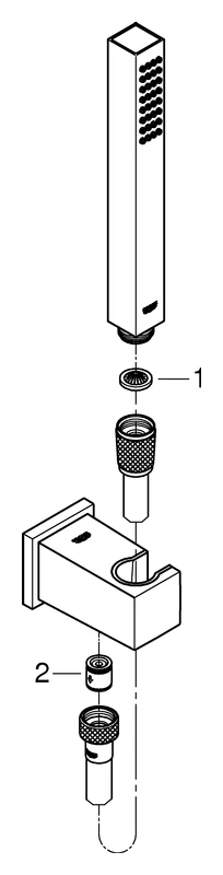 Wandhalterset Euphoria Cube Stick 26405, 1 Strahlart, 9,5 l/min. Durchflusskonstanthalter, Wandanschlussbogen mit Wandbrausehalter, eigensicher, chrom