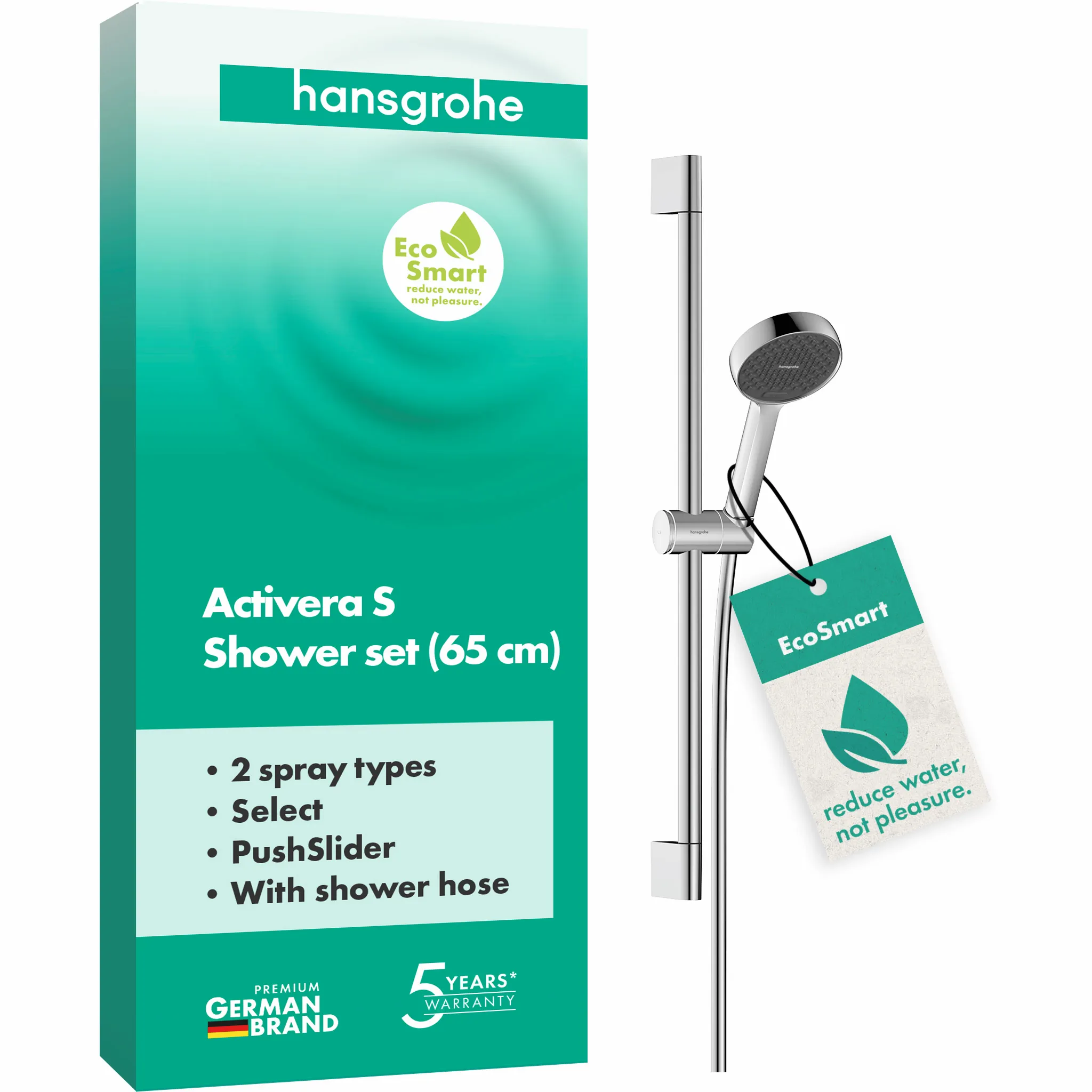 Activera Select S Brauseset 95 2jet EcoSmart mit Brausestange 65 cm, Chrom