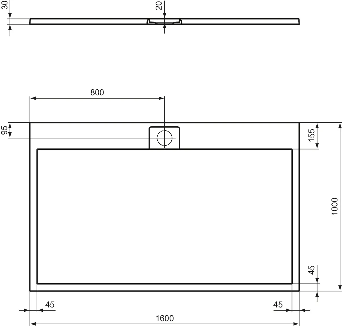 Ideal Standard Duschwanne „UltraFlatSi.life“ 100 × 160 cm in Carraraweiß Ideal Standard Duschwanne „UltraFlatSi.life“ 100 × 160 cm in Carraraweiß