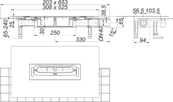 Ablaufgehäuse CeraFlex Plan, DN 40 Ablaufgehäuse CeraFlex Plan, DN 40