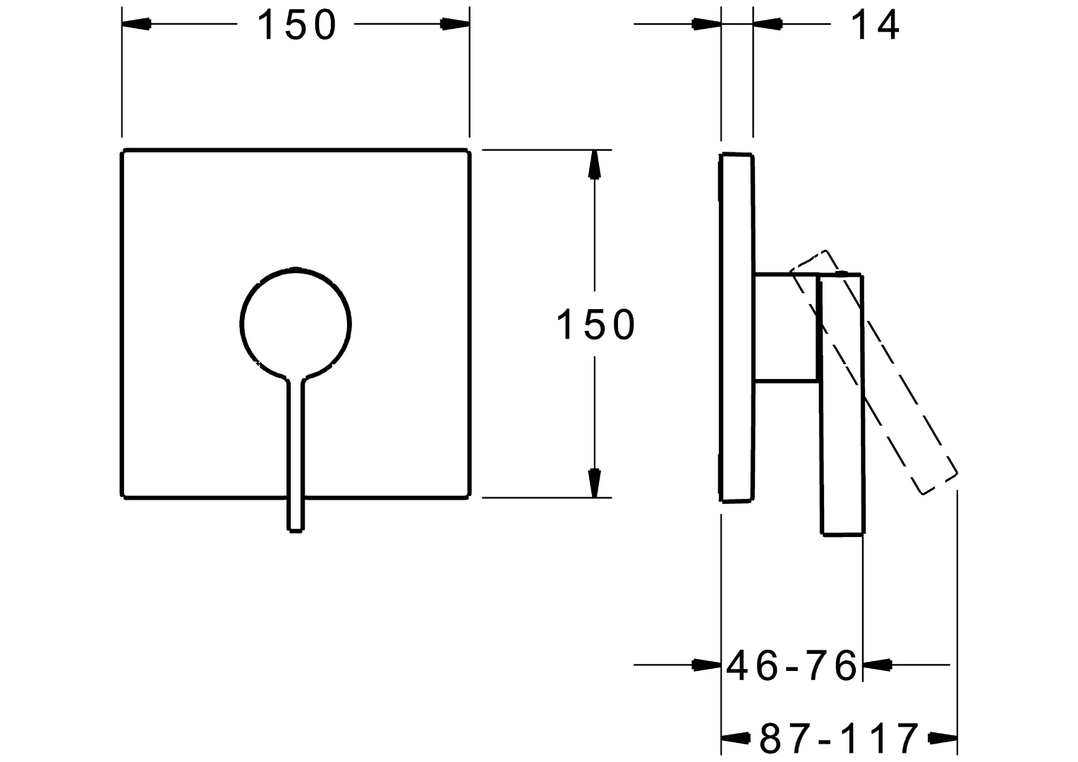 HansaLOFT Duscharmatur, Einhebelmischer Fertigmontageset für Brausebatterie, Rosette eckig Chrom