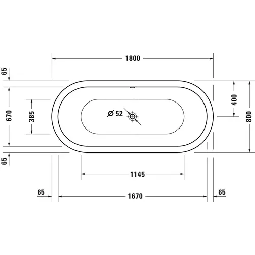 Badundu Badewanne oval 1800 × 800 mm, Mittelablauf Badundu Badewanne oval 1800 × 800 mm, Mittelablauf