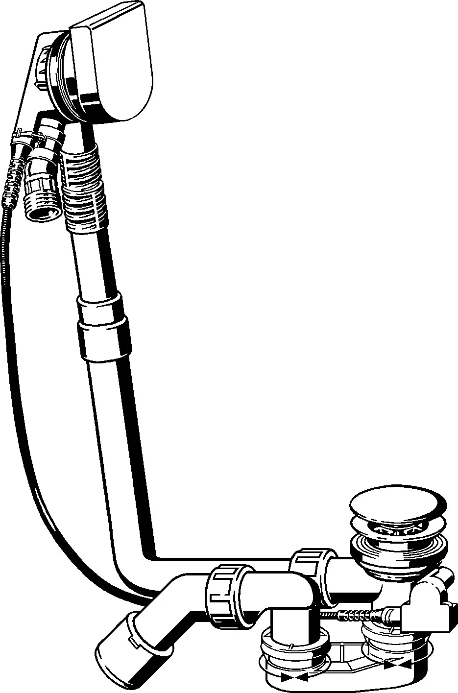 Viega Ab- und Überlaufgarnitur mit Zulauffunktion Modell 6170.10 „Multiplex Trio“ 6170.10 in 560 mm × DN40 / 50 verchromt 11 cm