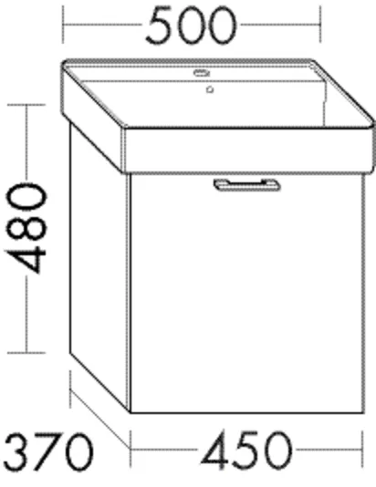 Waschtischunterschrank Sys30 von burgbad – 1 Auszug, 370 mm tief, 450 mm breit, 480 mm hoch
