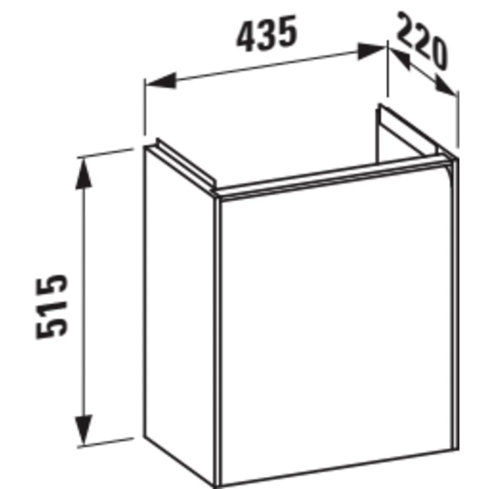 Waschtischunterbau MEDA 222x437x515 1Tür Scharnier links integrierte Griffleiste für Waschtisch H815114 weiß matt