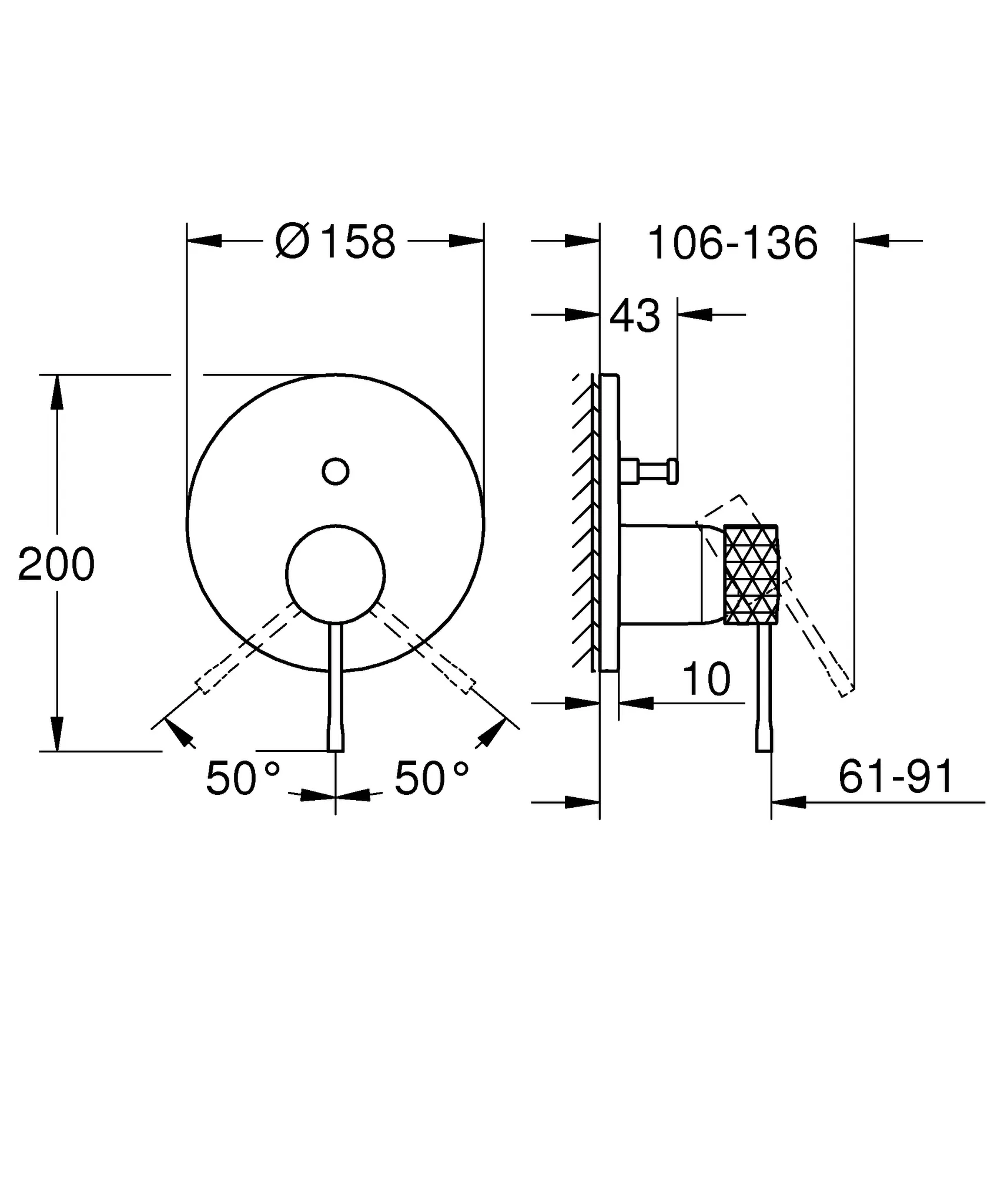 Grohe Essence Einhand-Wannenbatterie Fertigmontageset für Grohe Rapido SmartBox (35 604)