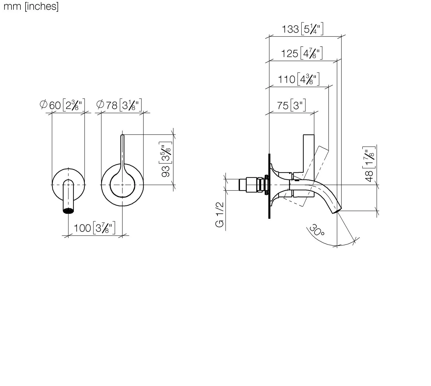 Waschtisch-Wand-Einhandbatterie ohne Ablaufgarnitur VAIA Chrom 36867809