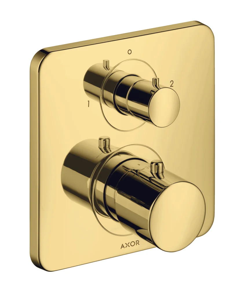Hansgrohe AXOR Citterio M Thermostat Unterputz F-Set Polished Gold Optic, 2 Verbraucher, max. Durchfluss 29 l/min, einstellbare Temperaturbegrenzung, mit Schalldämpfer Hansgrohe AXOR Citterio M Thermostat Unterputz F-Set Polished Gold Optic, 2 Verbraucher, max. Durchfluss 29 l/min, einstellbare Temperaturbegrenzung, mit Schalldämpfer