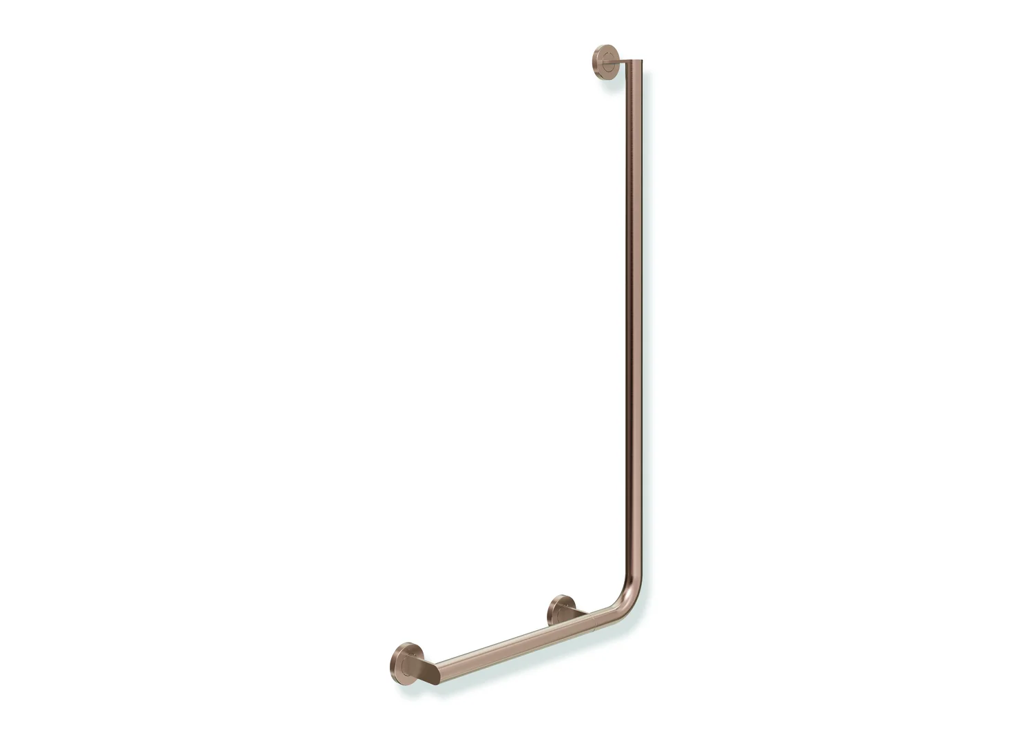 HEWI Winkelgriff System 900, PVD Kupfer gebürstet, waagerecht 500 mm, senkrecht 1000 mm, Durchmesser 32 mm, links