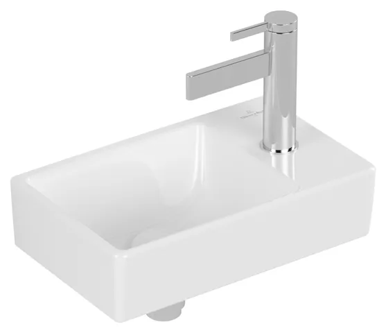 Villeroy & Boch Handwaschbecken „Avento“ 360 × 220 × 110 mm, für Becken links, mit Hahnlochbohrung, Hahnlochposition mittig in Weiß Alpin Villeroy & Boch Handwaschbecken „Avento“ 360 × 220 × 110 mm, für Becken links, mit Hahnlochbohrung, Hahnlochposition mittig in Weiß Alpin