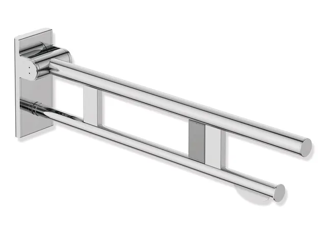 HEWI System 900 Mobiler Stützklappgriff Duo, Design A, Edelstahl, verchromt, Ausladung 700 mm