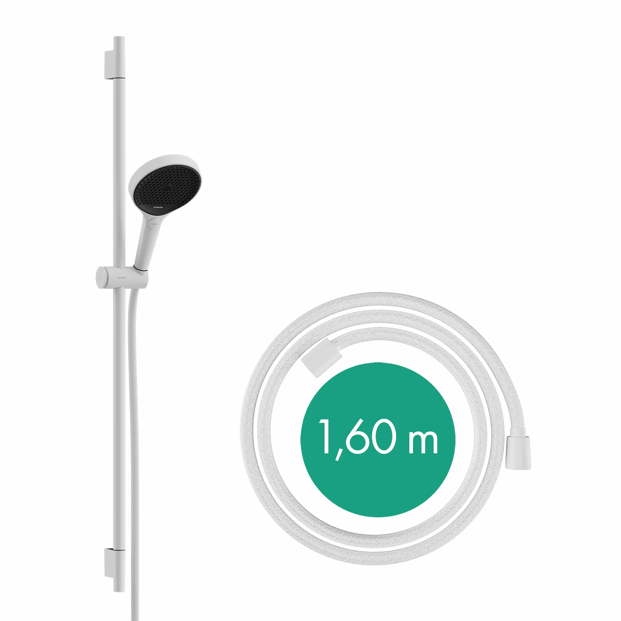 Hansgrohe Rainfinity Brauseset 130 3jet mit Unica S Puro Push-Schieber, graphitfarbener Strahlscheibe und Designflex Textilbrauseschlauch, 915 mm Bohrabstand Hansgrohe Rainfinity Brauseset 130 3jet mit Unica S Puro Push-Schieber, graphitfarbener Strahlscheibe und Designflex Textilbrauseschlauch, 915 mm Bohrabstand