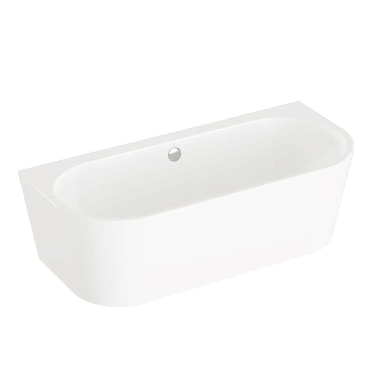 Geo Badewanne back to wall ovale Form 180 x 80 cm mit Überlauf Weiß Hochglanz