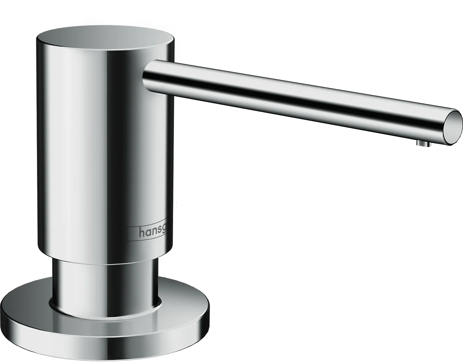 Hansgrohe Spülmittelspender A41 Chrom – 91 mm Ausladung, 500 ml Flasche, 28 mm Bohrloch, für Arbeitsplatten bis 55 mm