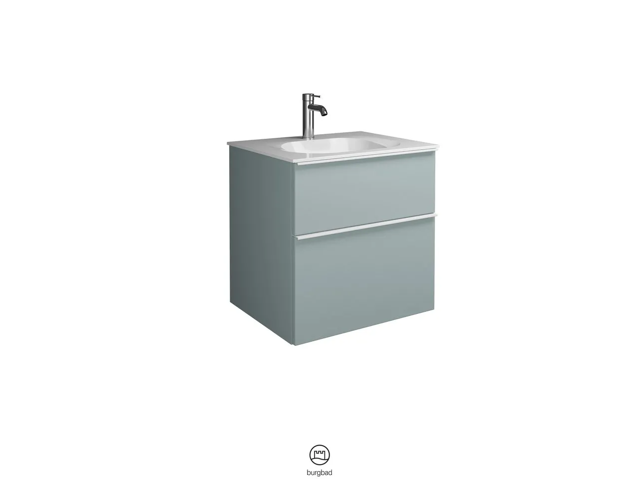 burgbad Badmöbelset „Fiumo“ 660 × 650 mm Griff, Chrom (230 mm), in Weiß Matt