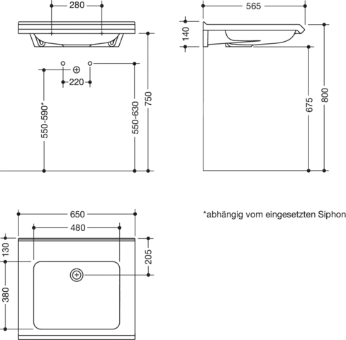 HEWI Waschtisch S-Form, Mineralguss, alpinweiß, 650x565mm HEWI Waschtisch S-Form, Mineralguss, alpinweiß, 650x565mm