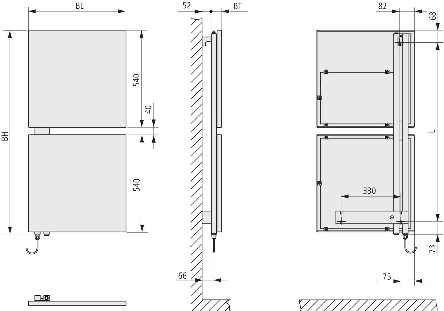 Kermi Design-Elektroheizkörper „Signo®-E“ 54 × 113 cm in Weiß