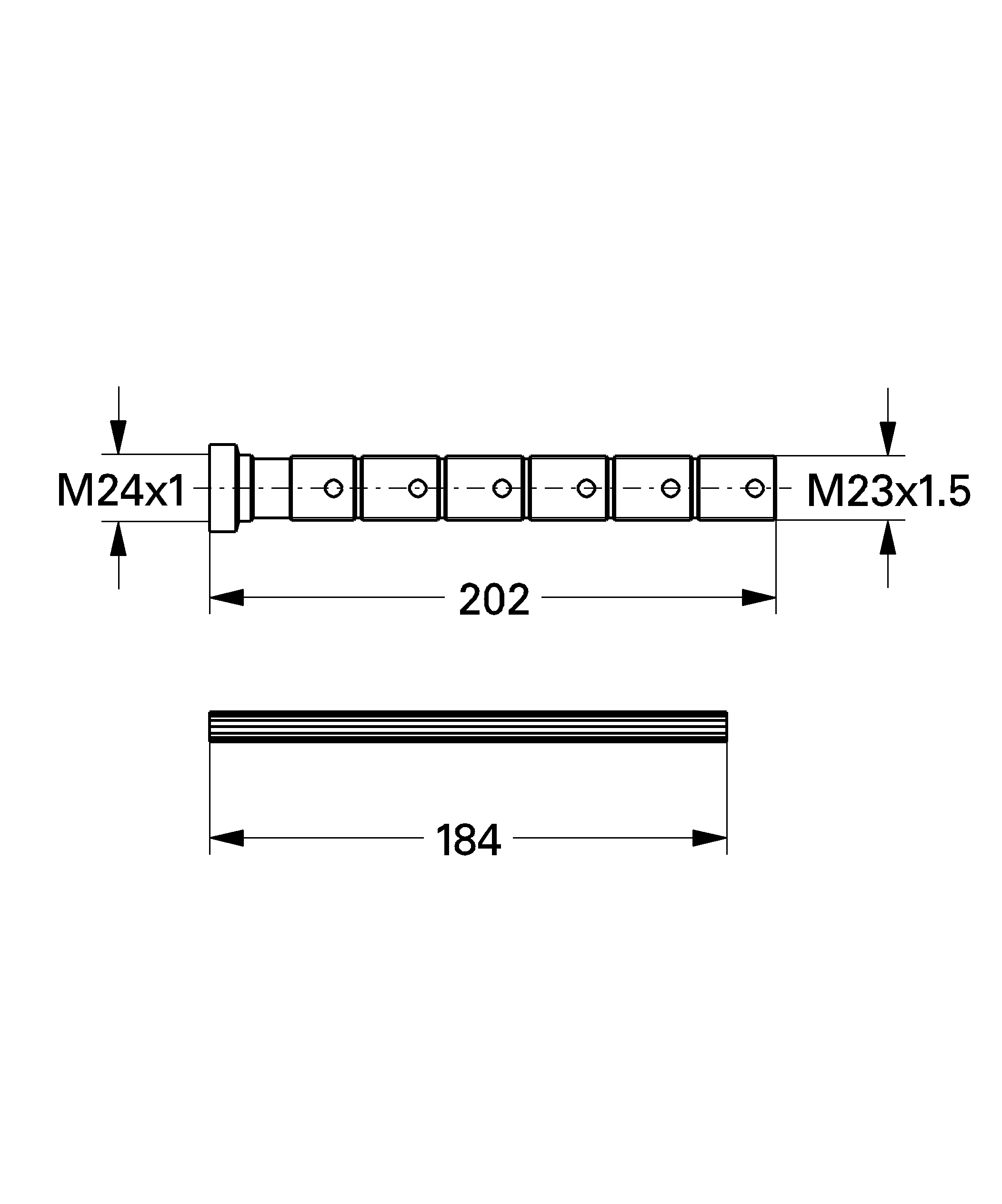 Verlängerungsset 45203, 200 mm, für UP-Ventile, 1/2″, 3/4″, 1″, chrom