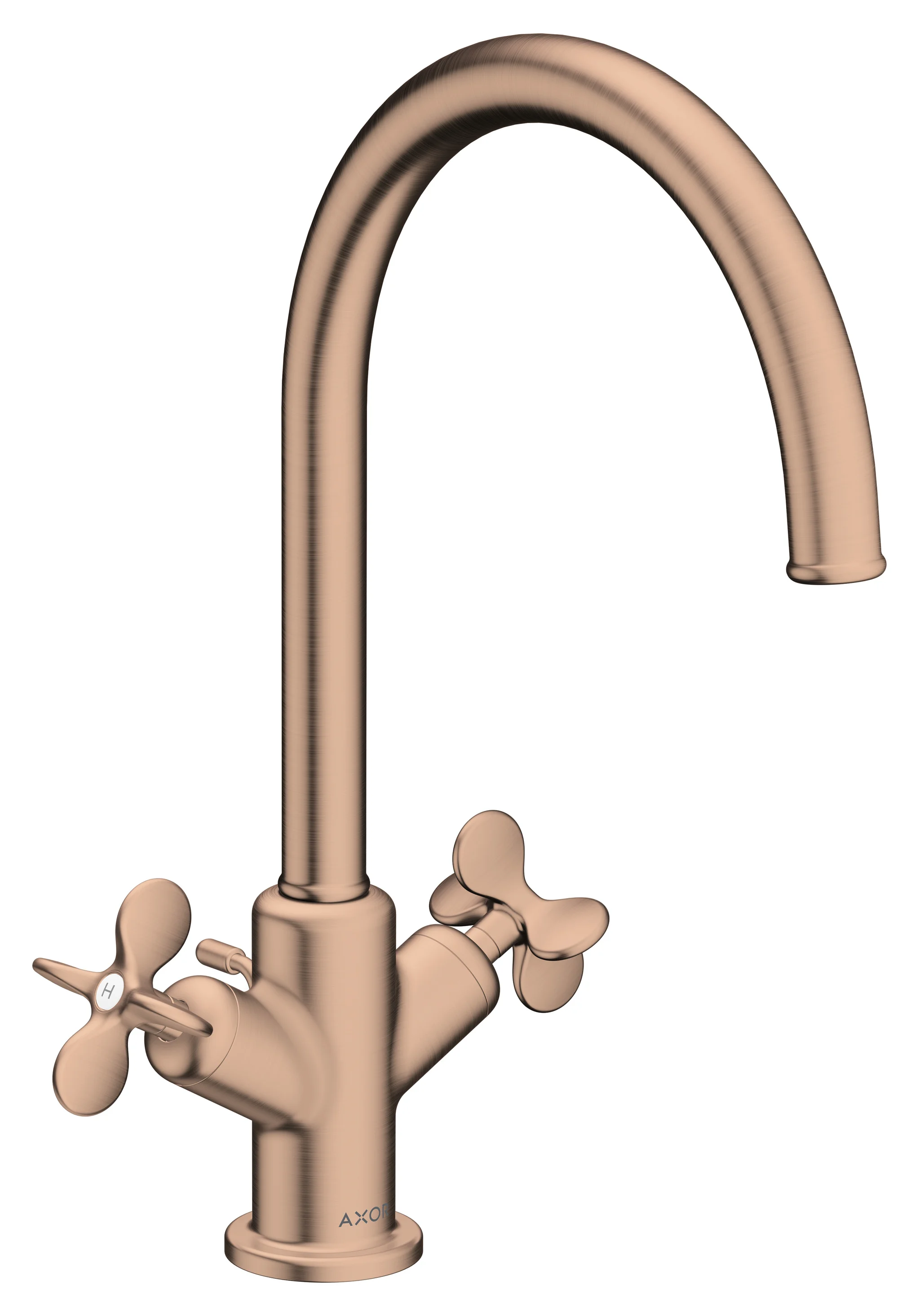 AXOR Archivio 2-Griff Waschtischarmatur 210 mit Kreuzgriffen und Zugstangen-Ablaufgarnitur, Oberfläche: Chrom