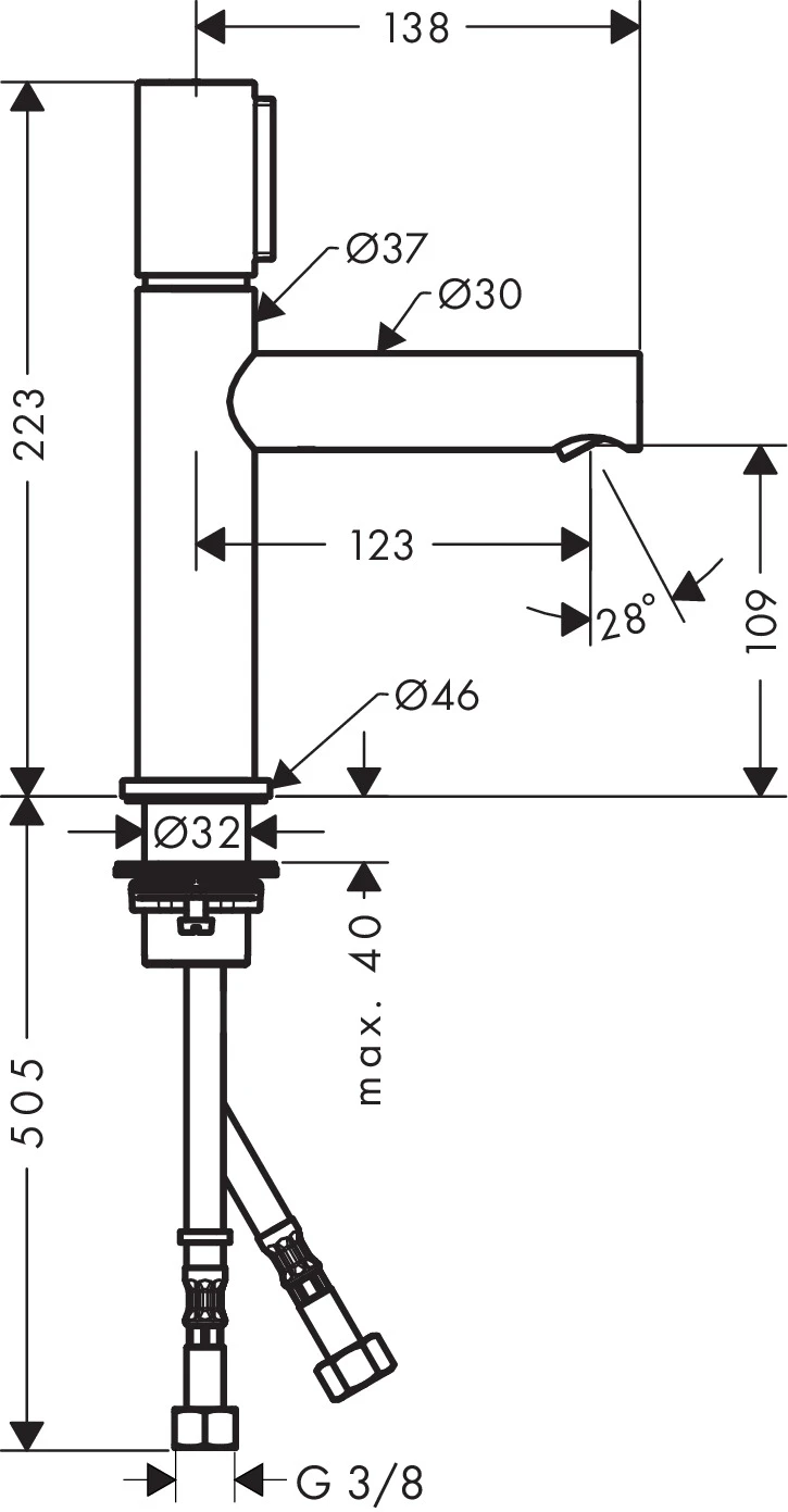 Waschtischmischer 110 Axor Uno Select ohne Ablaufgarnitur chrom