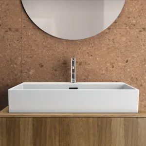 Waschbecken „Extra“ 70 × 45 × 15 cm, Hahnlochposition mittig in Weiß Waschbecken „Extra“ 70 × 45 × 15 cm, Hahnlochposition mittig in Weiß