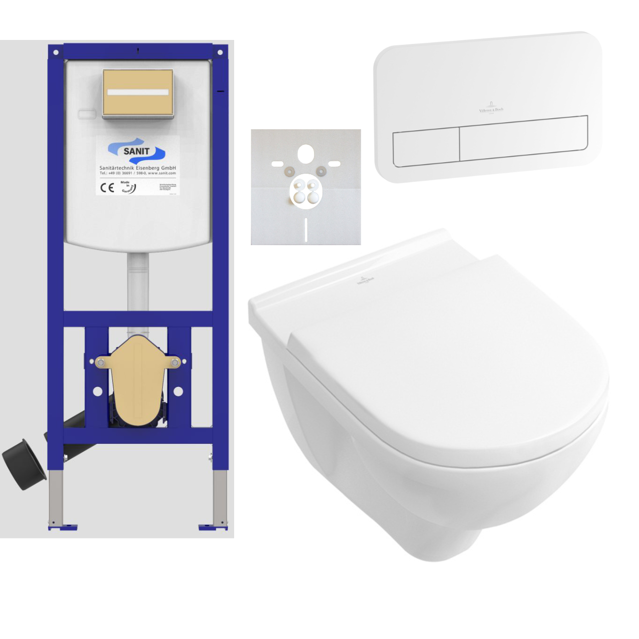 Wand-Tiefspül-WC Wand-WC inkl. WC-Sitz mit Absenkautomatik, Schallschutzset, Vorwandelement, Betätigungsplatte „O.novo“ Wand-Tiefspül-WC Wand-WC inkl. WC-Sitz mit Absenkautomatik, Schallschutzset, Vorwandelement, Betätigungsplatte „O.novo“