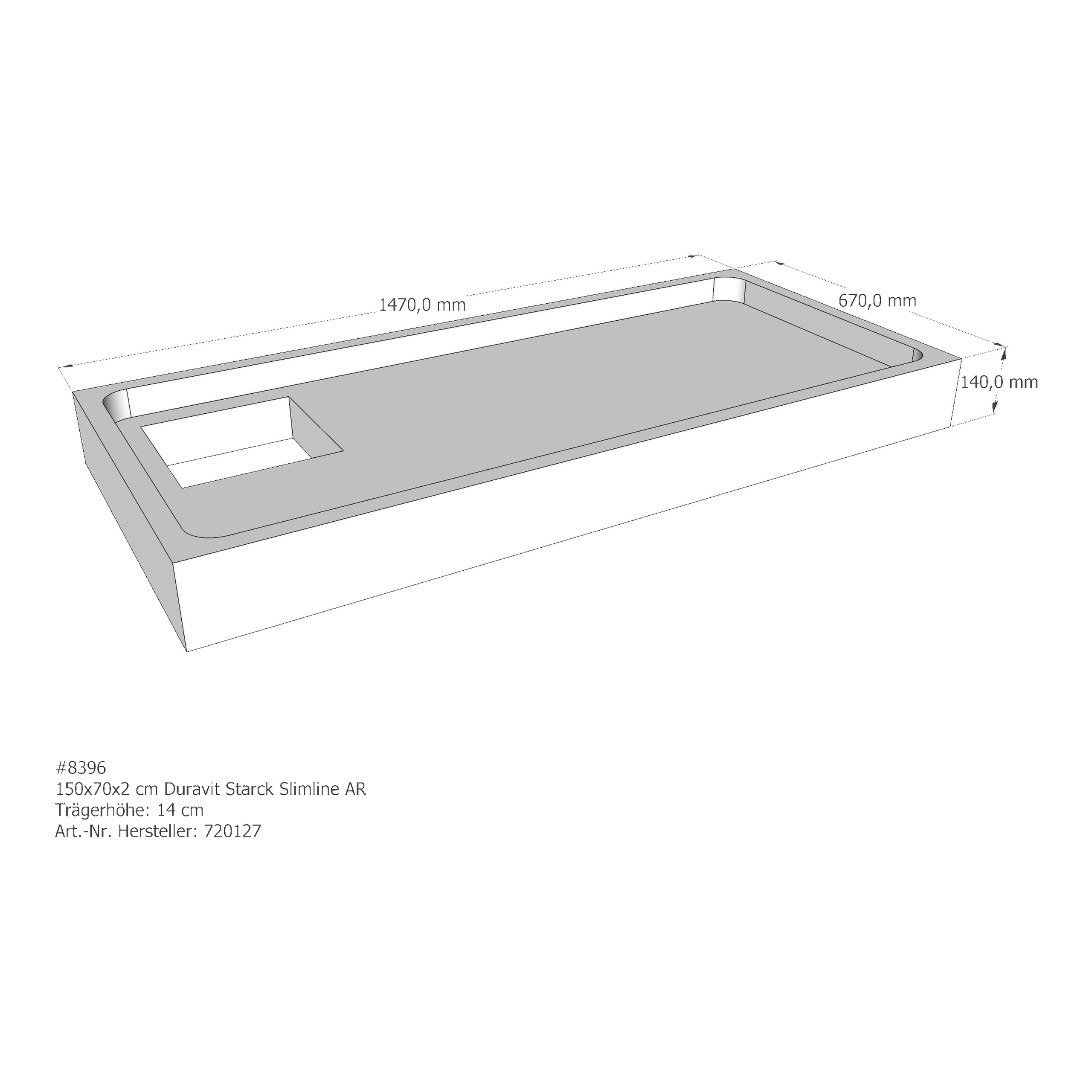 Duschwannenträger für Duravit Starck Slimline 150 × 70 × 2 cm Duschwannenträger für Duravit Starck Slimline 150 × 70 × 2 cm