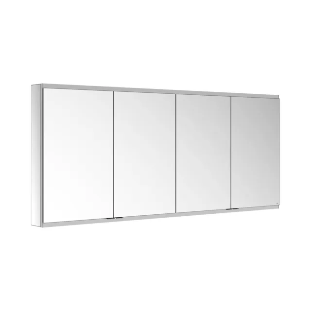 KEUCO Wandvorbau Spiegelschrank 4-türig „Royal Modular 2.0“ in Silber (eloxiert), Aufputz, ohne Beleuchtung, mit Steckdosen 1700 × 700 × 120 mm
