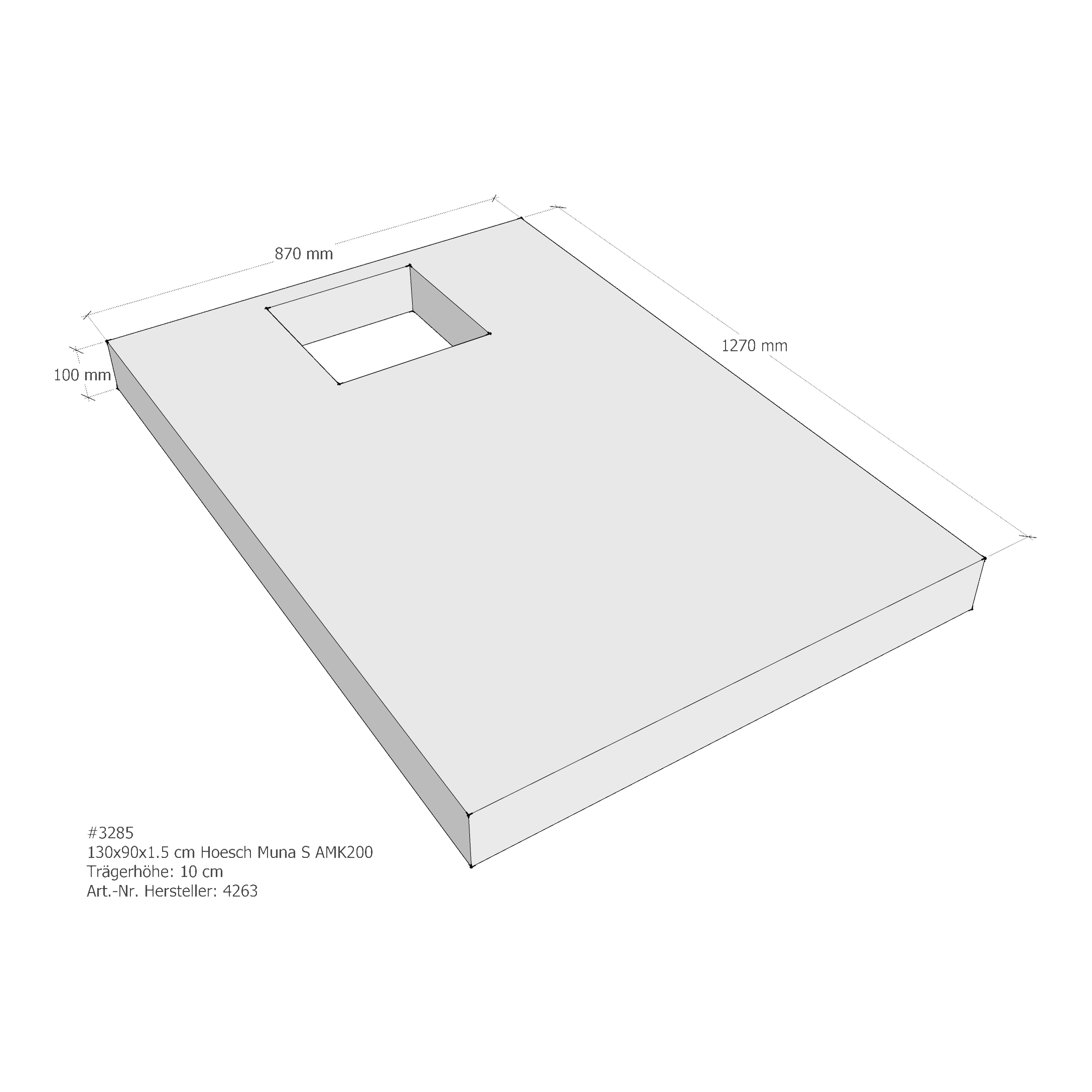 Duschwannenträger für Hoesch Muna S 130 × 90 × 1,5 cm Duschwannenträger für Hoesch Muna S 130 × 90 × 1,5 cm