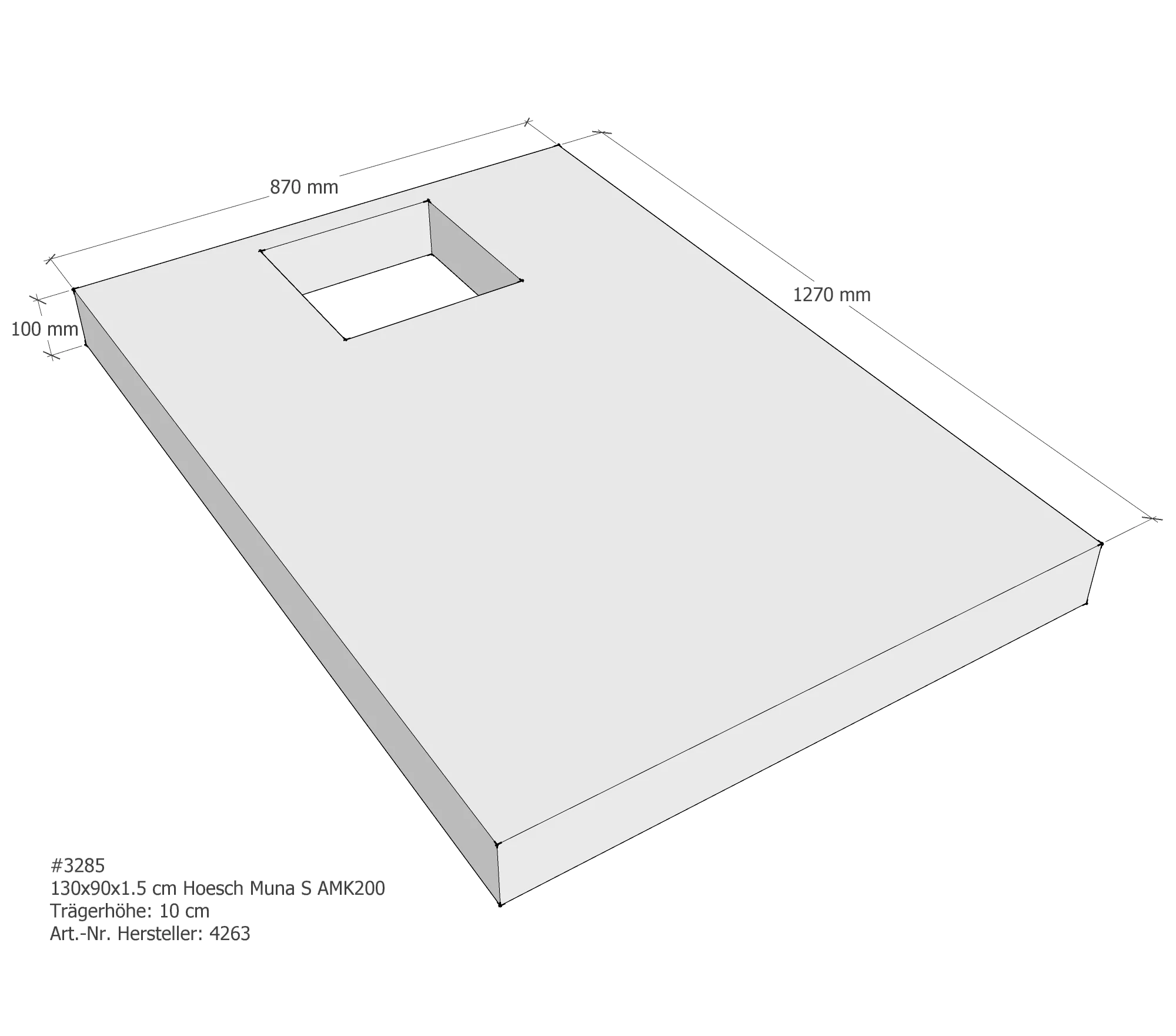 Duschwannenträger für Hoesch Muna S 130 × 90 × 1,5 cm Duschwannenträger für Hoesch Muna S 130 × 90 × 1,5 cm