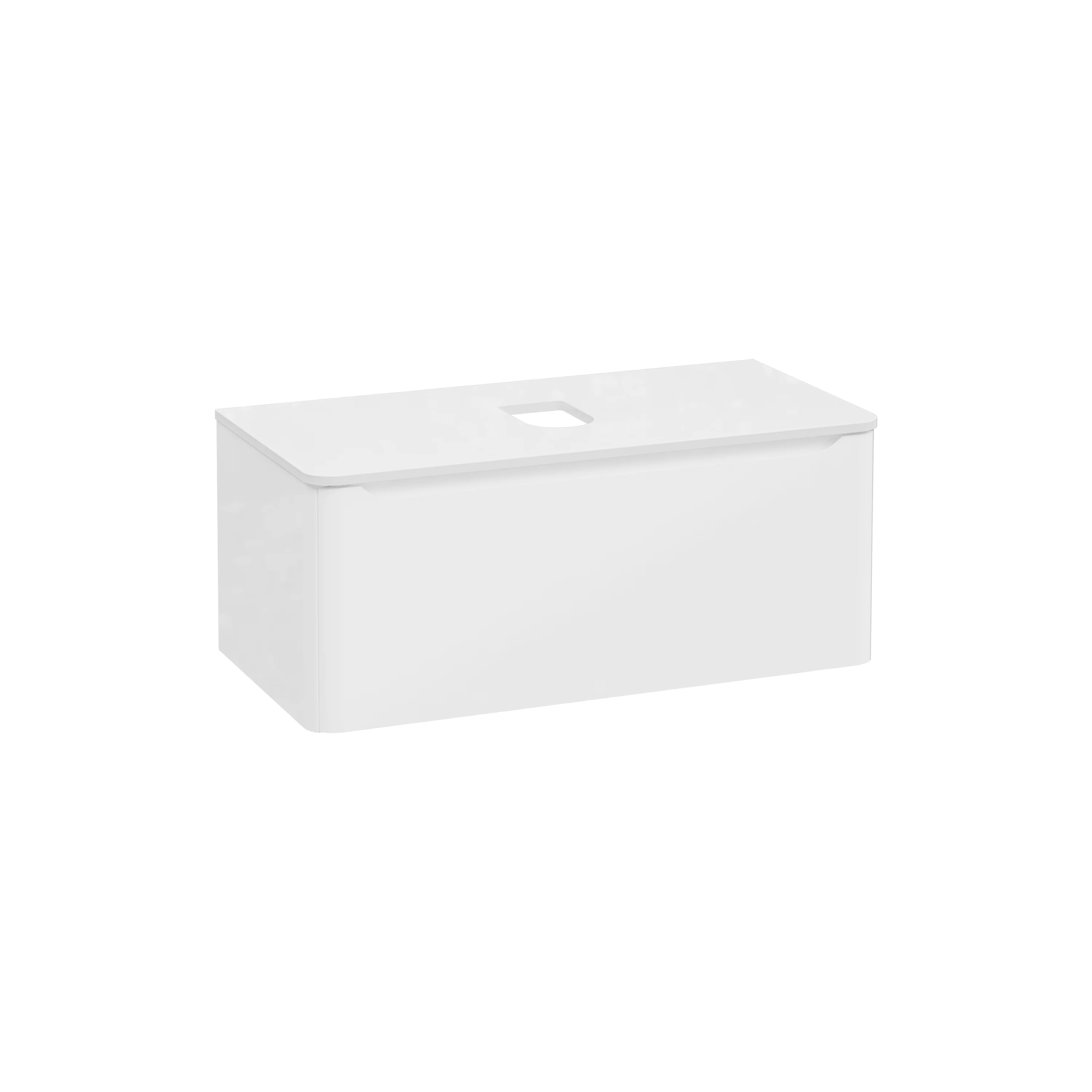 New Integra Round Waschtischunterschrank für Aufsatzwaschtisch mit 1 Vollauszug 100 x 52 x 42 cm (BxTxH) Weiß Hochglanz
