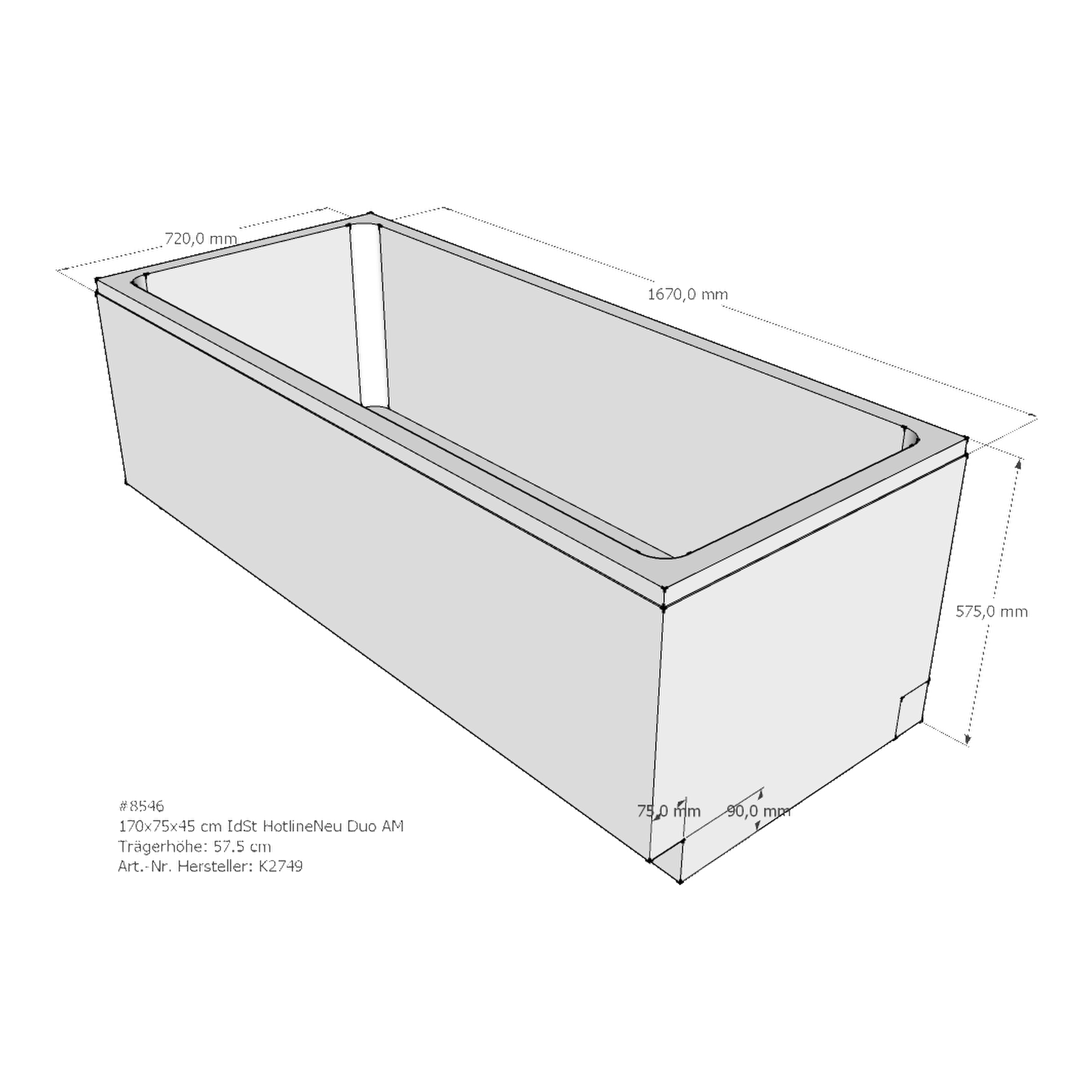 Badewannenträger für Ideal Standard HotlineNeu 170 × 75 × 45 cm